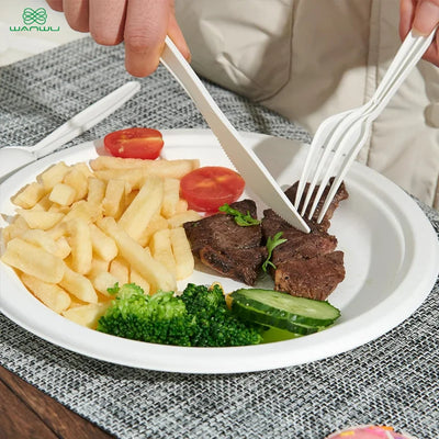 50-pack, 7-inch biodegradable disposable cutlery fork, heavy-duty bio-based CPLA cutlery for parties, barbecues and picnics