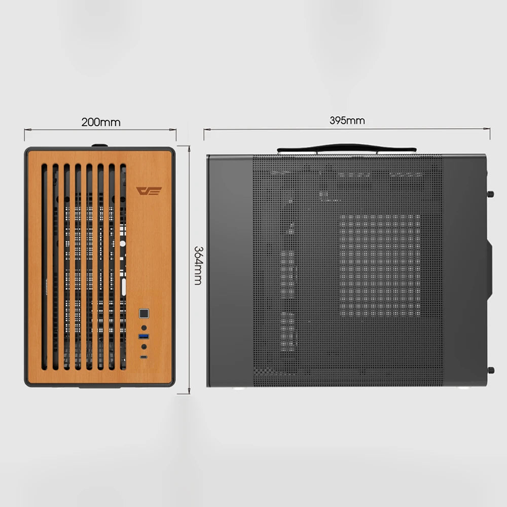 DarkFlash WD200 Portable Handheld Case M-ATX / ITX Motherboard USB3.0 Type-C Cabinet Wood Edition PC Case Diy Gaming Computer