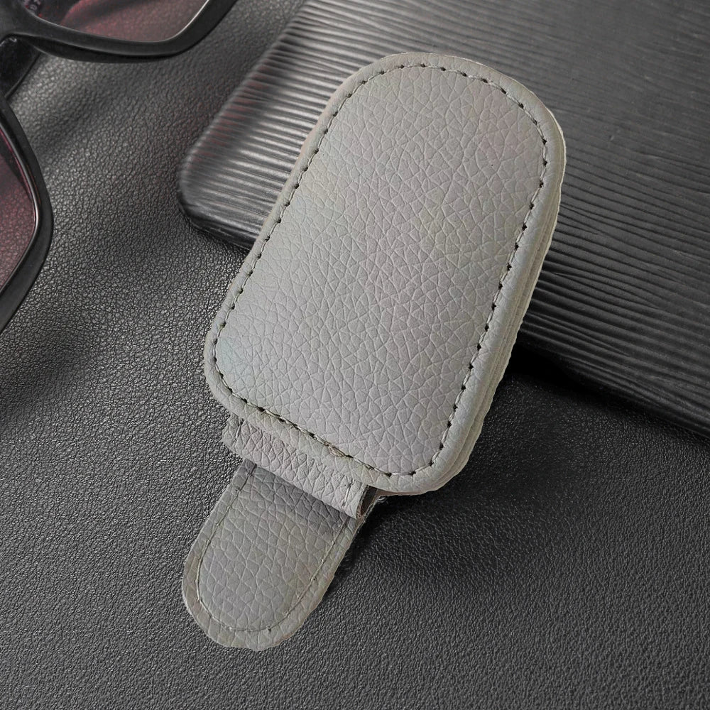 MAGNETIC LEATHER CAR SUNGLASS HOLDER CLIP FOR VISOR – EYEGLASS HOLDER TRUCK ACCESSORY FOR MEN & WOMEN