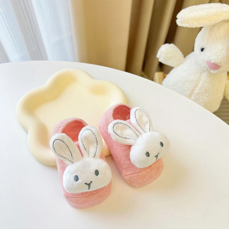 Cartoon Rabbit Baby Socks Cute Animal Doll Newborn Floor Sock Korean Solid Color Infant Toddler Boy Girls Ankle Socks