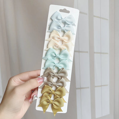 10Pcs/Set 1.9'' Solid Color Ribbon Kids Bows Hair Clips for Baby Girls Handmade Bowknot Hairpin MiNi Barrettes Hair Accessories
