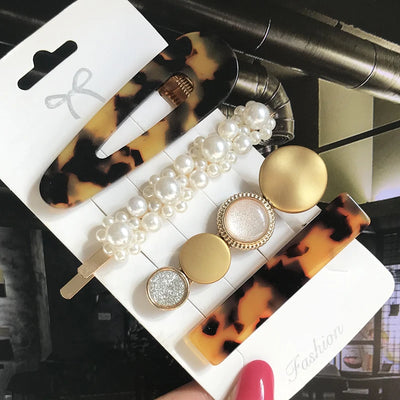 New Fashion 3/4pcs Set Pearl Hair Clip For Women Korean Hairpin Geometric Crystal Hair Barrettes Girl Hair Accessories Hairgrip