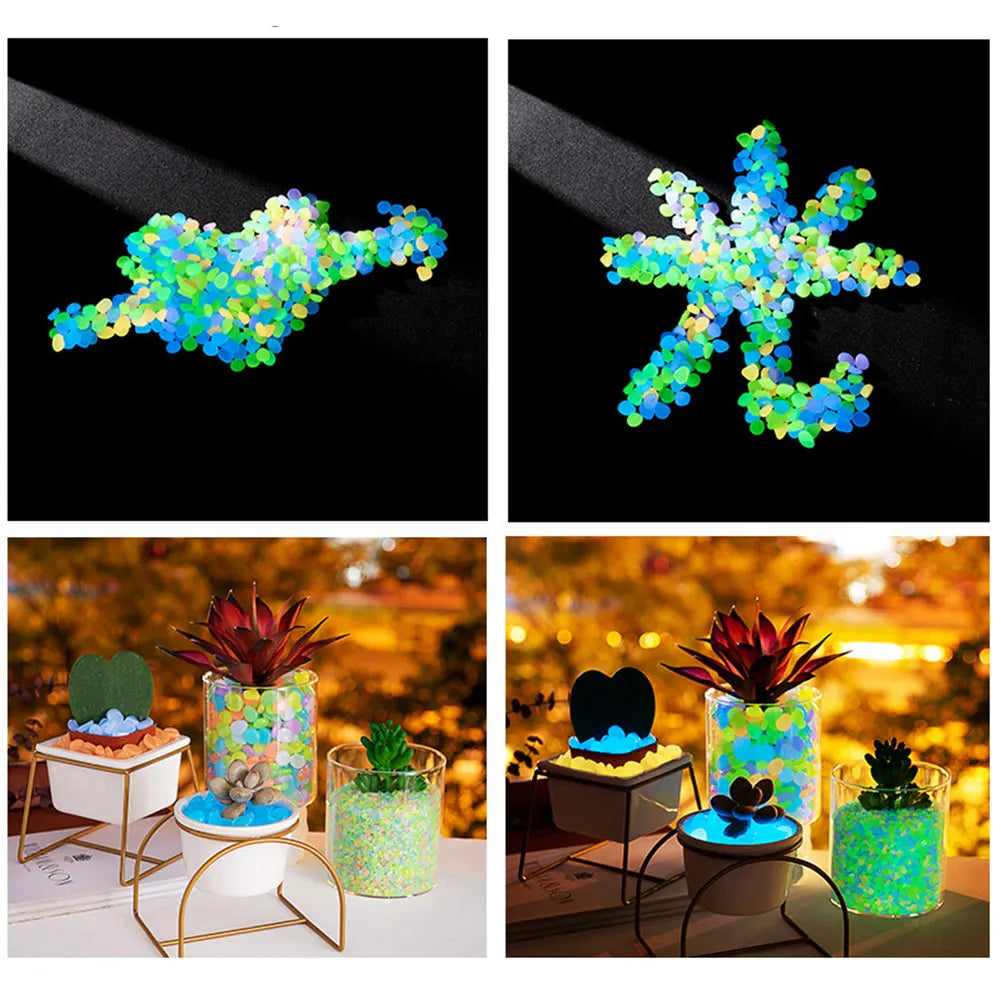 100PCS Solar Luminous Stone Fish Tank Pebble Multifunction Glow In The Dark Pebble Glowing Stone Rock Reusable Garden Decoration