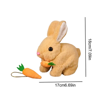Cute Electric Rabbit Interactive Plush Toys Bunny With Carrot Walking Wiggle Ears Tail Wag With Sound Stuffed Doll Birthday Gift