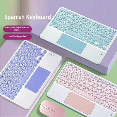 10-INCH SPANISH/ENGLISH BLUETOOTH KEYBOARD – WIRELESS RECHARGEABLE UNIVERSAL KEYBOARD FOR IPAD AIR/PRO, PHONE, TABLET, LAPTOP