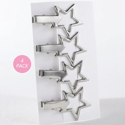 4/24Pcs Silver Y2k Hair Clips for Women Elegant Metal Duckbill Clip Gilrs Hairpins Side Bangs Barrettes Girls Hair Accessories