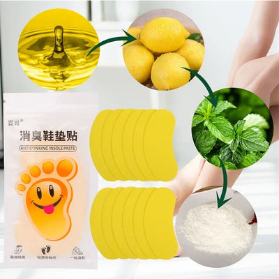 12/60pcs Shoes Odor Remover Deodorant Patch Lemon Athlete's Foot Soothing Insole Stickers Antibacterial Antiperspirant Foot Care