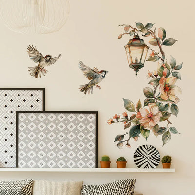 Painted Flower Stickers Bird Bedroom Living Room Decorative Wall Sticker Self-adhesive Room Decoration Room Decor wallpapers
