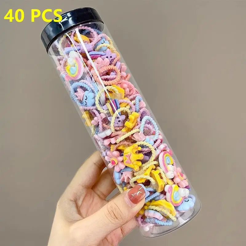 80PCS/40PCS/Bottle Elastic Hair Bands Girls Baby Hair Accessories Child Hair Ring Head Rope Scrunchies Headwear 1 or 2 Bottles