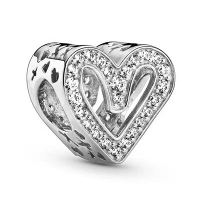 2024 New 925 Silver Plated Diamond Heart Bell Loose Charm Beads For Pandora DIY Bracelet Necklace Jewelry Accessories Gifts