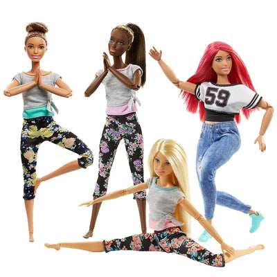 Original Barbie Dolls Made To Move Brunette Blonde Yoga 22 Joints Articulated Toys for Girls Genuine Barbie  Toys for Children