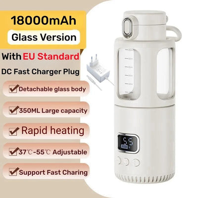 Portable Bottle Warmer For Baby Milk Travel Fast Heating &Charging 10000/18000mAh Battery Thermostat Electric Baby Bottle Heater