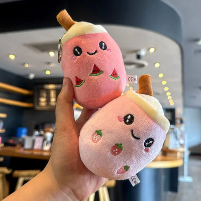 Cute Stuffed Plush Bubble Tea Food Milk Cup Plushie Pillow Mini Simulation Keychain Pendant Soft Plush Doll Toys Gifts for Kids
