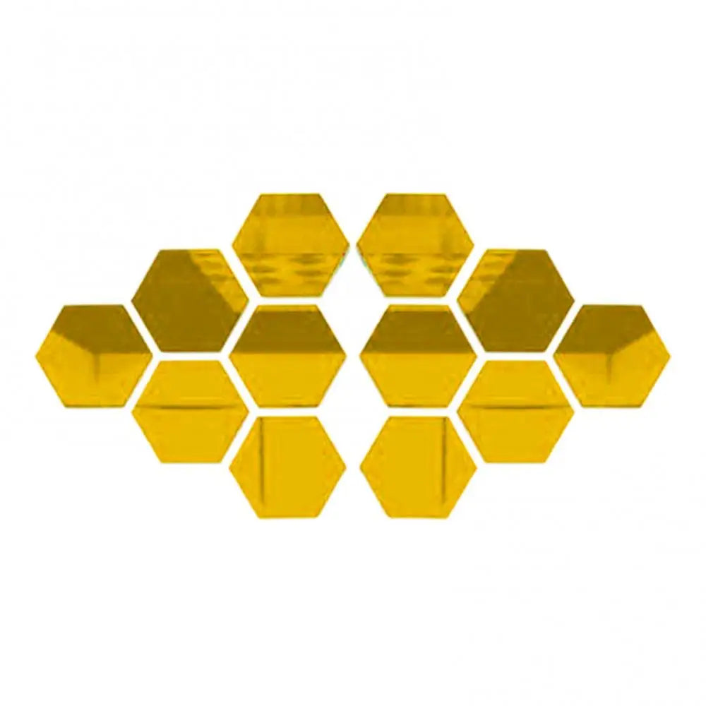 12Pcs Hexagonal Mirror Wall Sticker Background Removable Stereo Decal Home Decor DIY Decorations for Home Bedroom Living Room