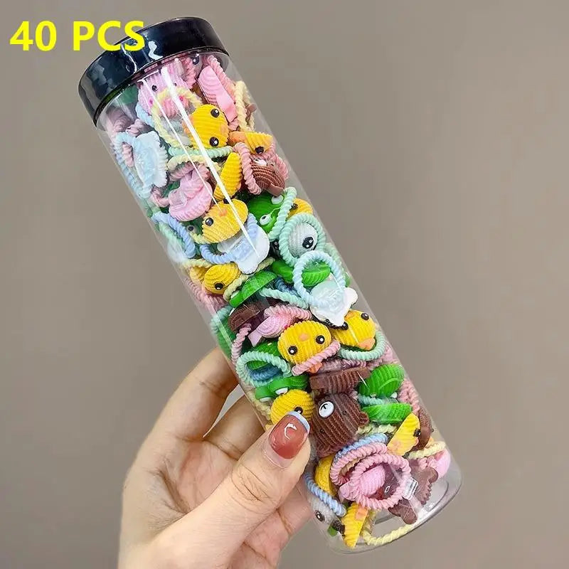 80PCS/40PCS/Bottle Elastic Hair Bands Girls Baby Hair Accessories Child Hair Ring Head Rope Scrunchies Headwear 1 or 2 Bottles