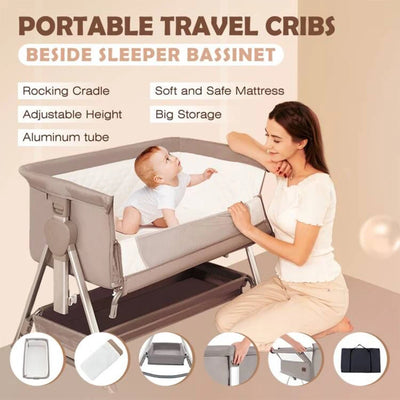 Rocking Crib Free Shipping Baby Beside Sleeper Pink Foldable Newborn Crib Portable Baby Bassinet Infant Co-sleeper 0-6M