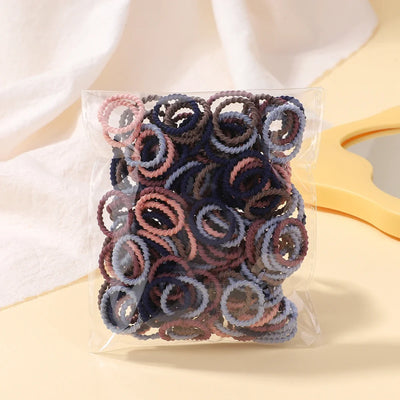 100Pcs/bag Girls Colorful Hair Bands Set Nylon Elastic Rubber Band Baby Ponytail Holder Scrunchies Kids Hair Accessories
