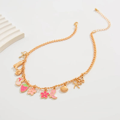 Charm Necklace for Women Shell Cross Necklaces Gold Charms Pendant Boho Summer Seashell Ocean Beach 14K Starfish Surfer