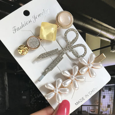 New Fashion 3/4pcs Set Pearl Hair Clip For Women Korean Hairpin Geometric Crystal Hair Barrettes Girl Hair Accessories Hairgrip