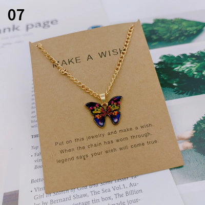 Fashion Butterfly Pendant Necklaces for Women Sweet Simple Multicolor Insect Clavicle Chain Necklace Party Jewelry Accessories