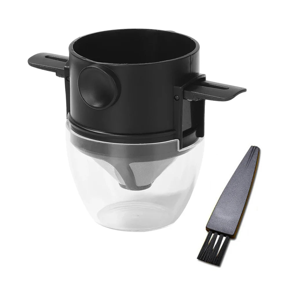 Coffee Filter Set Stainless Steel Drip Coffee Holder Funnel Portable Reusable Tea Infuser Stand Paperless Pour Coffee Dripper