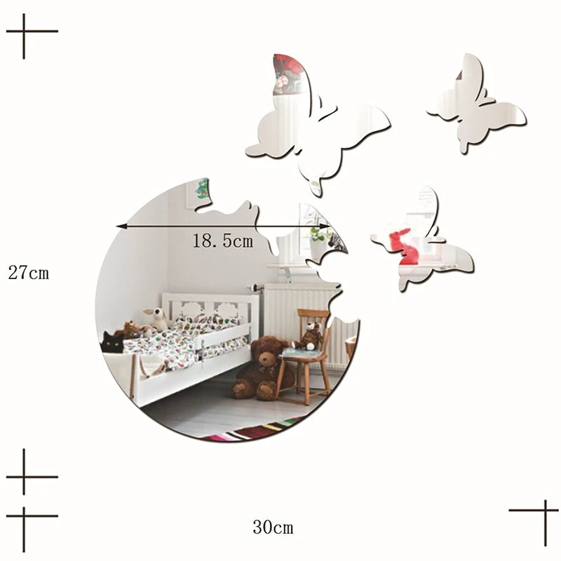 4pcs 3D Butterfly DIY Mirror Wall Sticker Room Decor Stickers Decal Home Decor for Bedroom Bathroom Living Room Decor