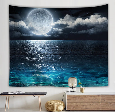 Starry sky moon night scene tapestry room art decoration background cloth home living room decoration wall hanging beach towel