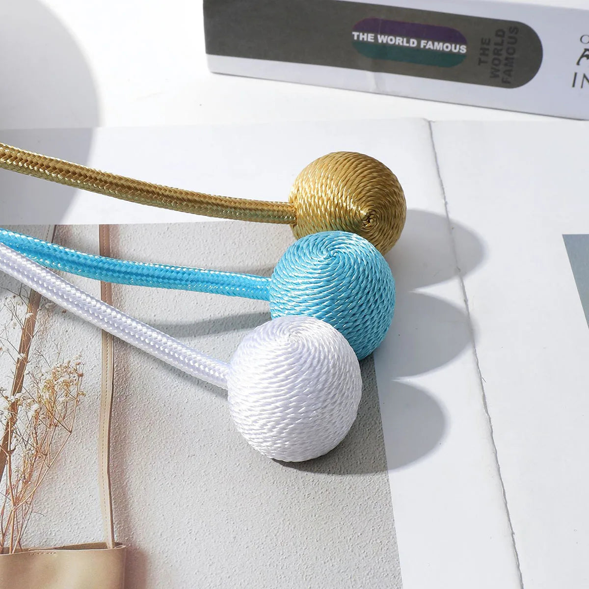 MAGNETIC BALL CURTAIN TIEBACKS – HOLD BACK CLIPS & HOOKS