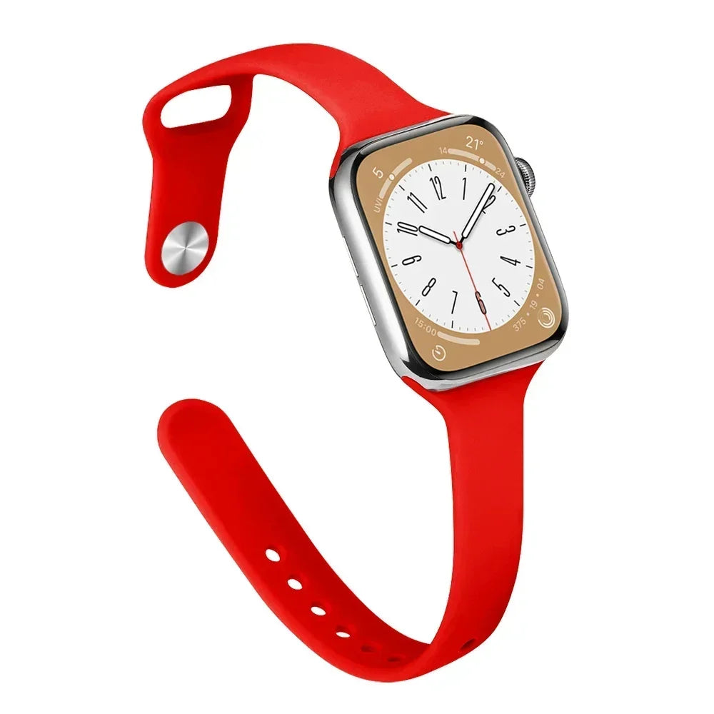 Slim Silicone Strap For Apple Watch Band 45mm 44mm 40mm 41mm 42-38mm sport bracelet iwatch series 8 7 se 3 4 5 6 9 ultra 2 49mm