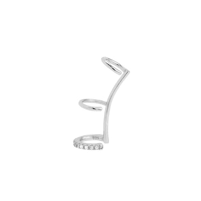 Aide 925 Sterling Silver Sparkling Zircons Long Chain Tassel Clip Earrings For Women Elegant Wedding Party Jewelry Ear Cuff 1PC