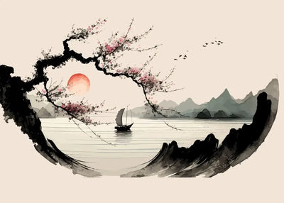 Chinese Landscape Birds Forest Mountain River Koi Carp Fish Ink Art Poster Canvas Painting Wall Art Prints Picture Home Decor