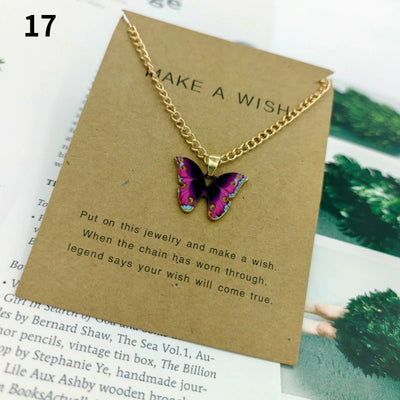 Fashion Butterfly Pendant Necklaces for Women Sweet Simple Multicolor Insect Clavicle Chain Necklace Party Jewelry Accessories