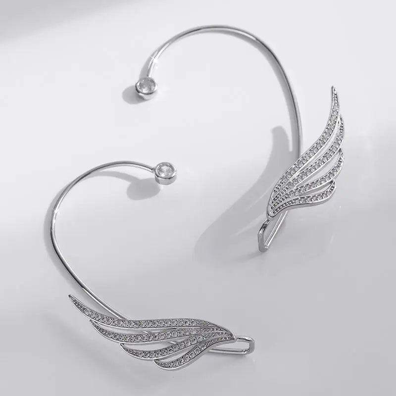 Luxury Star Butterfly Clip Earrings Female Crystal Tassel Ear Clip Earring Sparkling Zircon Ear Cuff Fashion Jewelry accessories