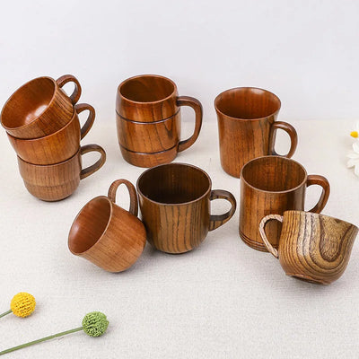 Wooden Cups Handmade Jujube Wood Handle Cups Handle Beer Coffee Milk Tea Mug Handmade Natural Kitchen Bar Drinkware Cup