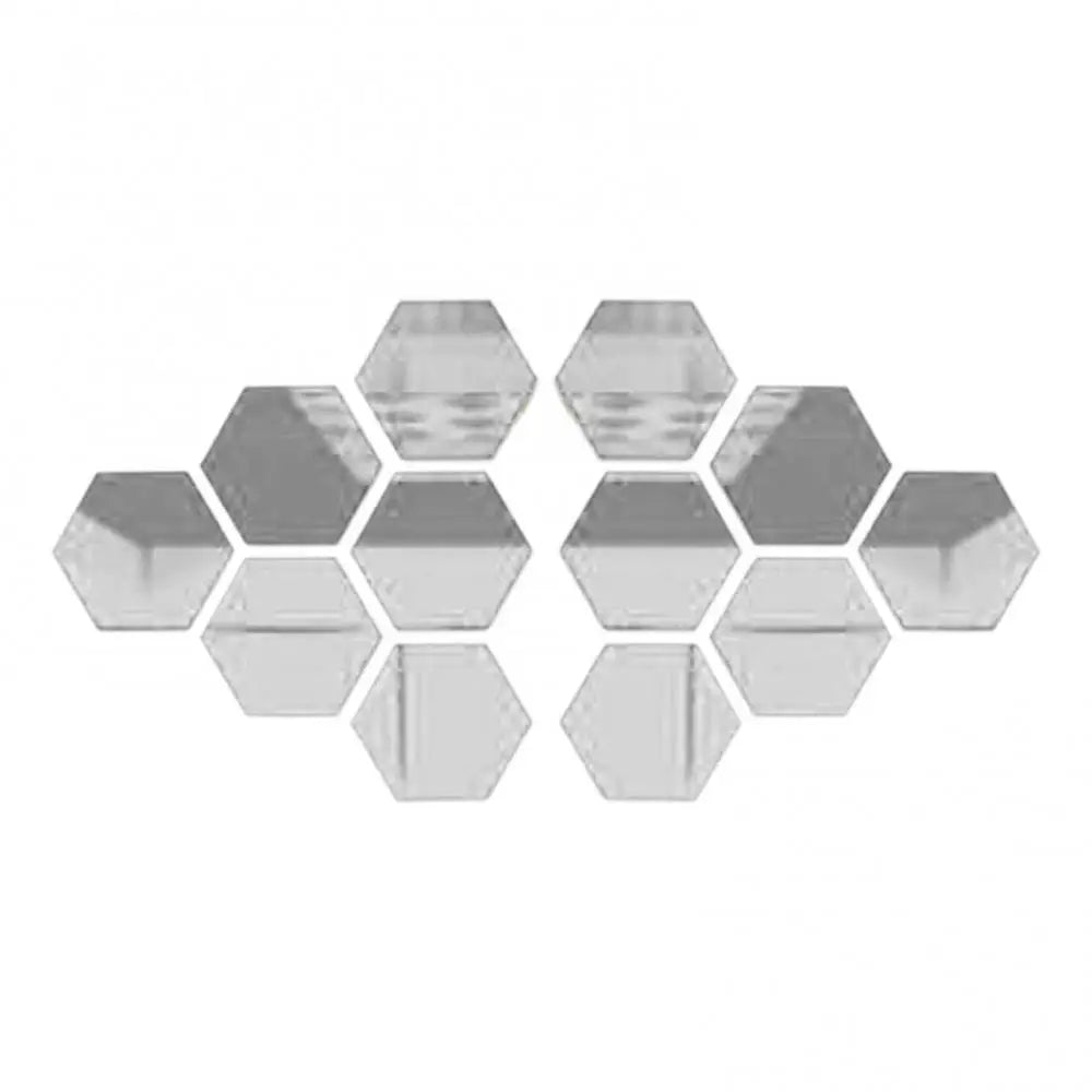 12Pcs Hexagonal Mirror Wall Sticker Background Removable Stereo Decal Home Decor DIY Decorations for Home Bedroom Living Room