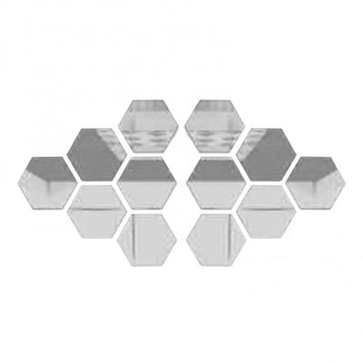12Pcs Hexagonal Mirror Wall Sticker Background Removable Stereo Decal Home Decor DIY Decorations for Home Bedroom Living Room