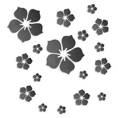 18Pcs 3D Acrylic Flower Mirror Wall Stickers Self Adhesive Art Flower Sticker Decals For Home Bedroom Living Room Decor