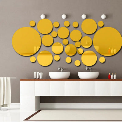 32pcs Modern Acrylic Mirror Wall Stickers 3D Home Decor DIY Art Ornaments Wall Sticker Living Room Bathroom Bedroom Decoration