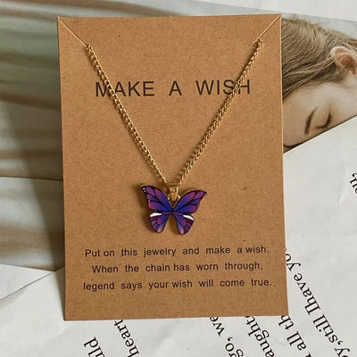 Fashion Romantic Butterfly Necklace for Women Girl Blue White Orange Color Animial Design Choker Neck