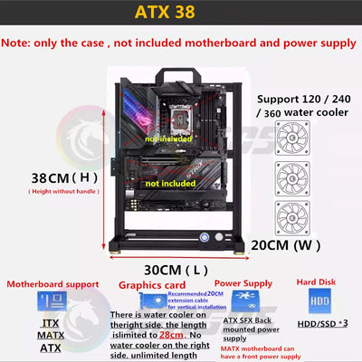 MOD ATX Open PC Case Frame For ITX MATX EATX Gamers Cabinet Aluminum Creative DIY Desktop Computer Chassis Tower Gaming