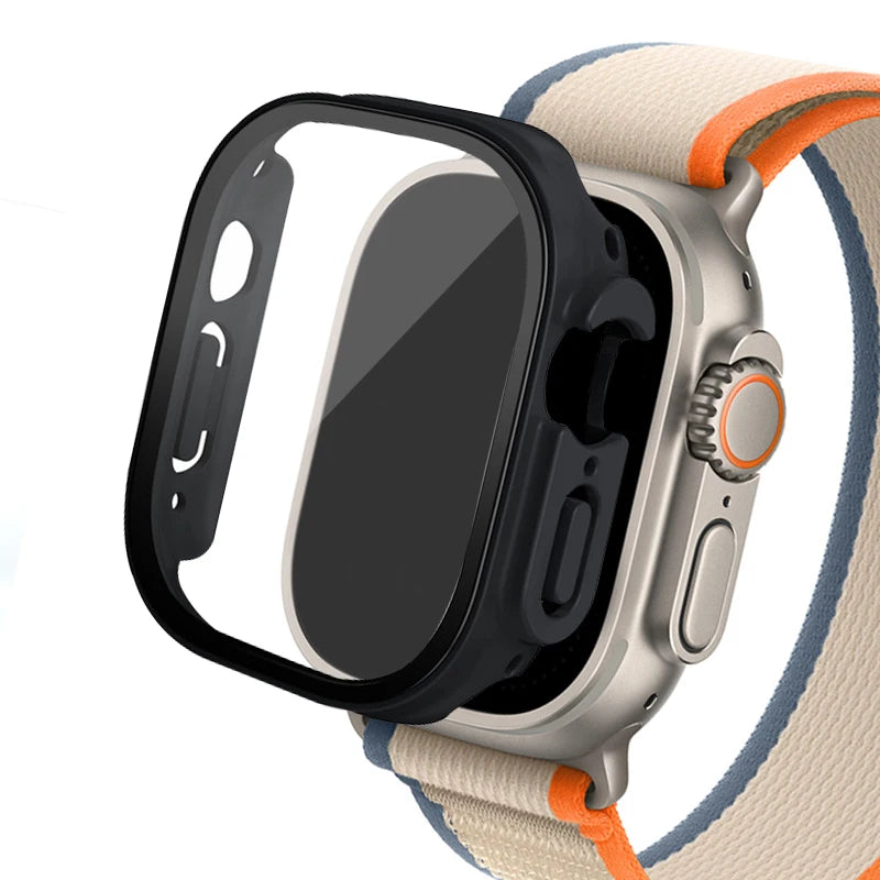 Glass+case For Apple Watch Ultra 2 case 49mm smartwatch PC Bumper+Screen Protector Tempered Cover iwatch series band Accessories