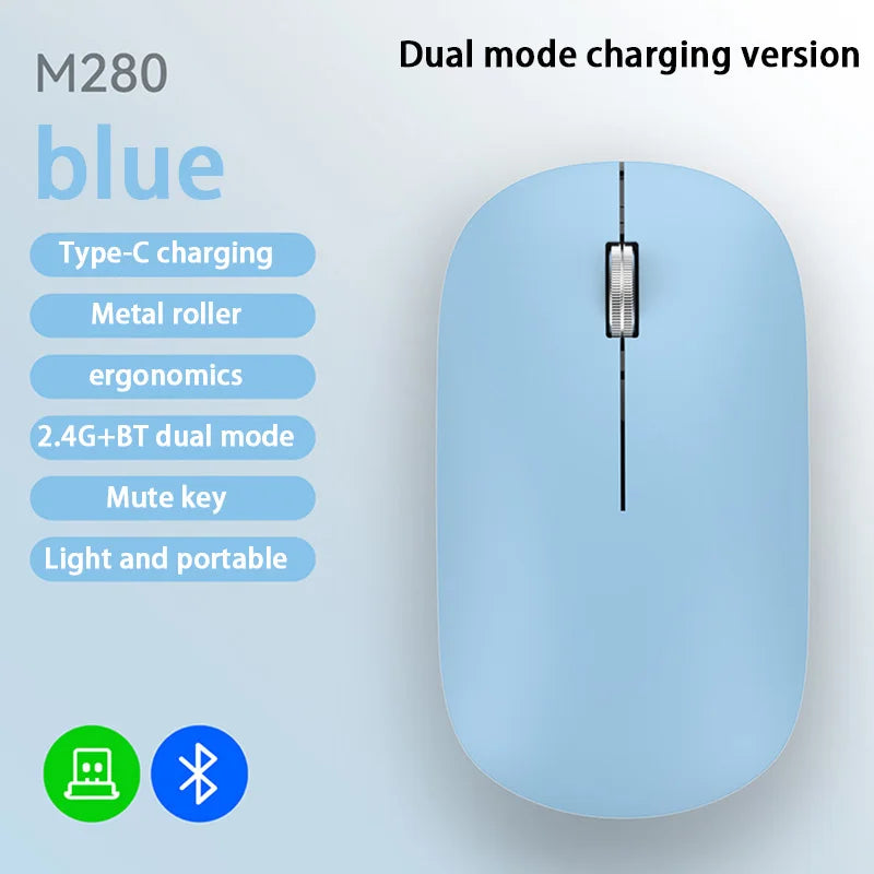 Xiaomi Bluetooth Wireless Mouse Dual Mode DPI Adjustable 2.4G Type-C Rechargeable Silent Ergonomic Morandi Portable Office Mouse