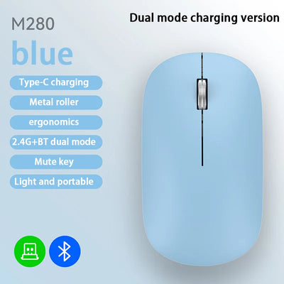 Xiaomi Bluetooth Wireless Mouse Dual Mode DPI Adjustable 2.4G Type-C Rechargeable Silent Ergonomic Morandi Portable Office Mouse
