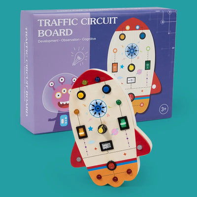 Montessori Busy Board Wooden Sensory Toys LED Light Switch Control Board Animal Educational Children Travel Toys 2-4 Years Old