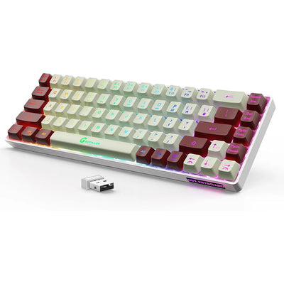GEODMAER 65% Wireless Gaming Keyboard 2.4G Rechargeable Backlit Gaming Keyboard 68 Keys Anti-ghosting No-Conflict Keyboard forPC
