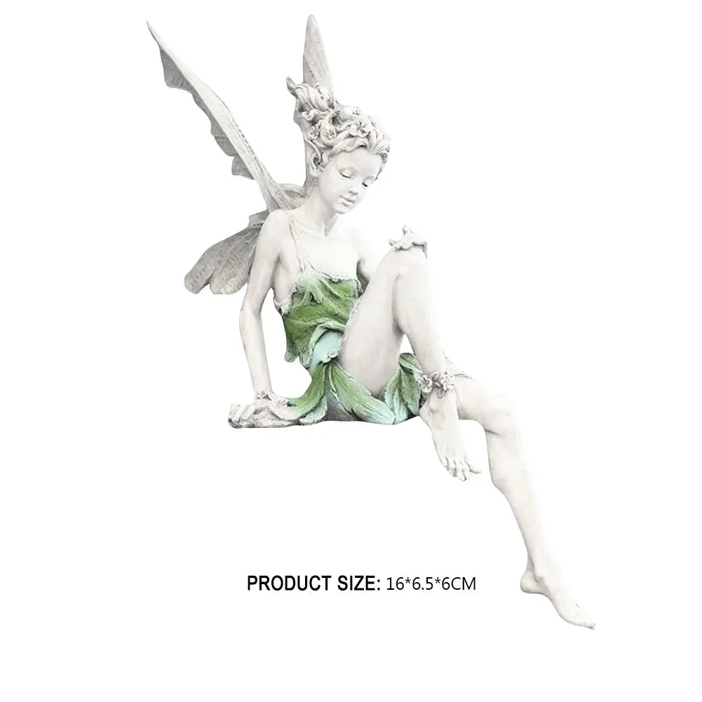 Flower Fairy Sculpture Garden Landscaping Yard Art Ornament Resin Turek Sitting Statue Outdoor Angel Figurines Craft Decoration