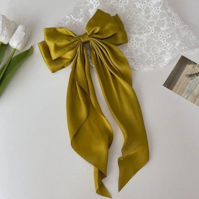 2023 New Women Large Bow Hairpin Summer Chiffon Big Bowknot Stain Bow Barrettes Women Solid Color Ponytail Clip Hair Accessories