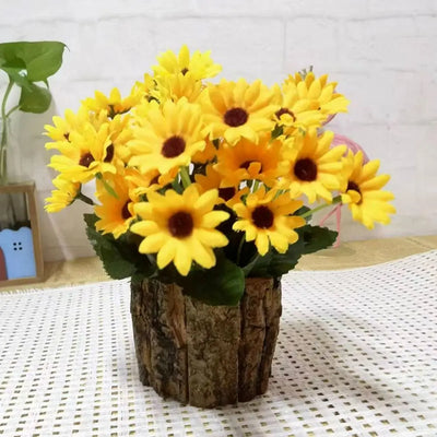 Creative Wooden Succulent Flowerpot DIY Desktop Storage Pen Container Pastoral Style Gardening Bark Flower Pot