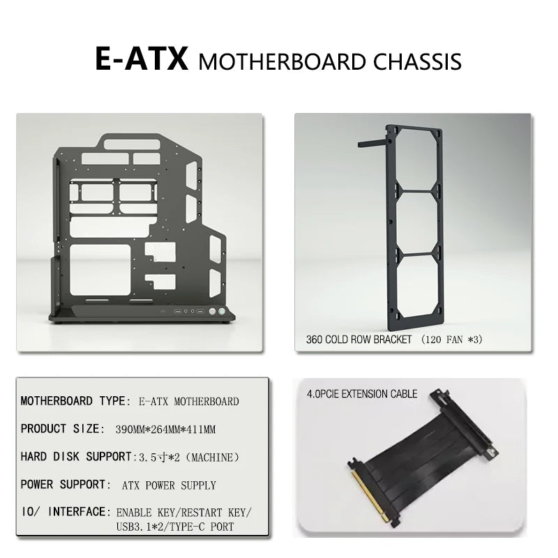 Socooler Diy Gaming Computer EATX Computer Case Pc Case Open Frame  Gaming Computer Case for ATX M-ATX  Case Aviation Aluminum