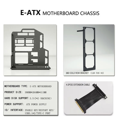 Socooler Diy Gaming Computer EATX Computer Case Pc Case Open Frame  Gaming Computer Case for ATX M-ATX  Case Aviation Aluminum